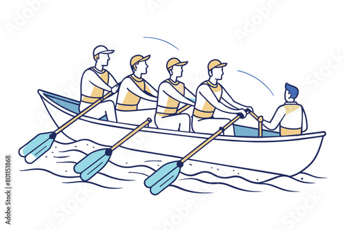 male athletes participate in the academic rowing. silhouettes in the form of lines.