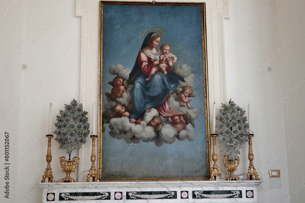 Maiori - Dipinto ottocentesco Madonna con Bambino nel Santuario di Santa Maria a Mare