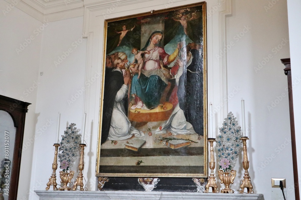 Maiori - Dipinto seicentesco Madonna del Rosario nel Santuario di Santa Maria a Mare