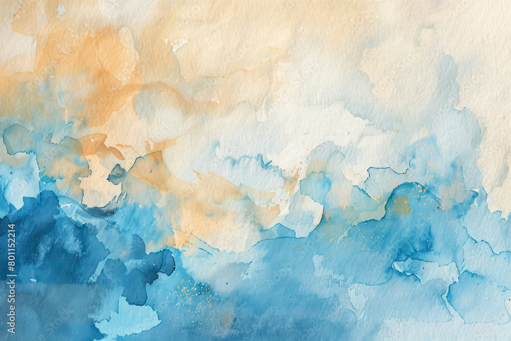 Oil paint watercolor background painted on canvas in blue beige tones. Oil paint watercolor background painted on canvas in blue beige tones.