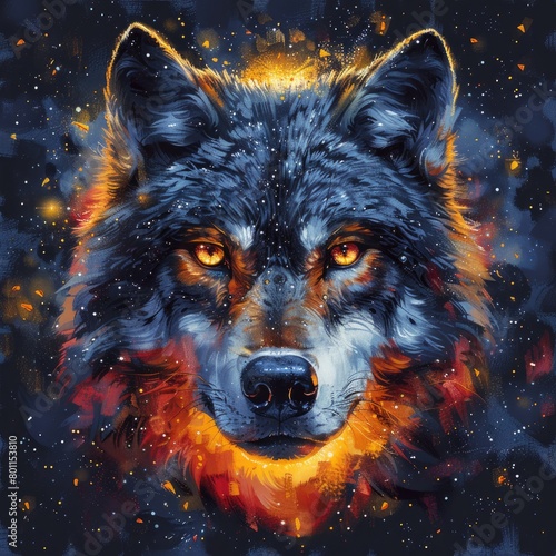 Image of wolves and stars