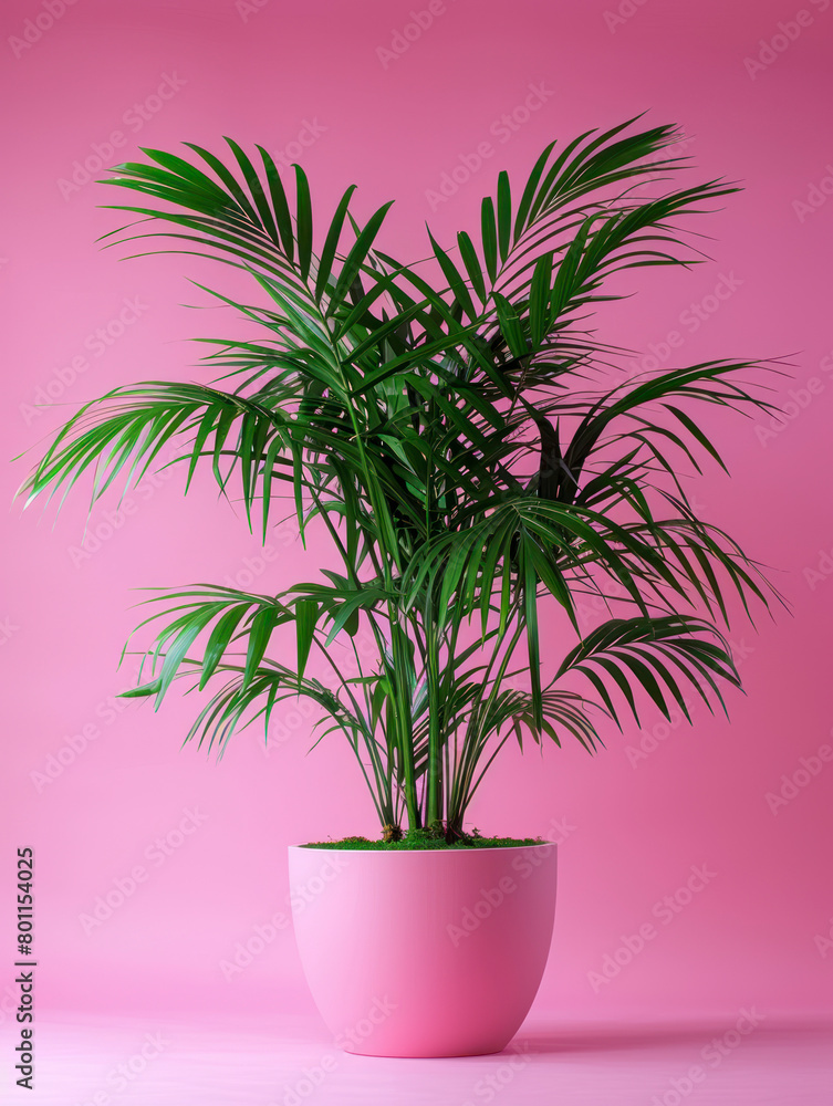 Vibrant Bamboo Palm in Pastel Pot Vibrant Bamboo Palm in Pastel Pot