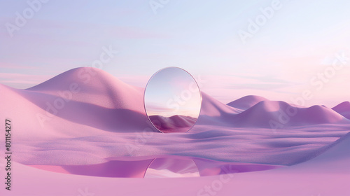 a mirror in the desert in the style