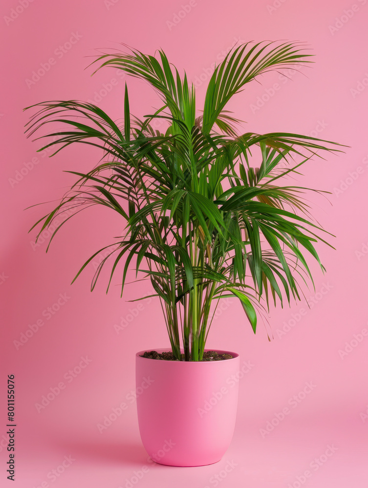 Fototapeta premium Vibrant Bamboo Palm in Pastel Pot