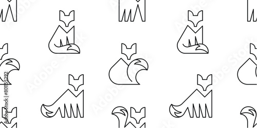 Seamless pattern with Foxs. isolated on white background