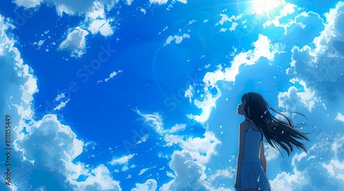 Girl Crying Under the Blue Sky