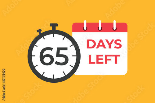 65 days to go countdown template. 65 day Countdown left days banner design. 65 Days left countdown timer 