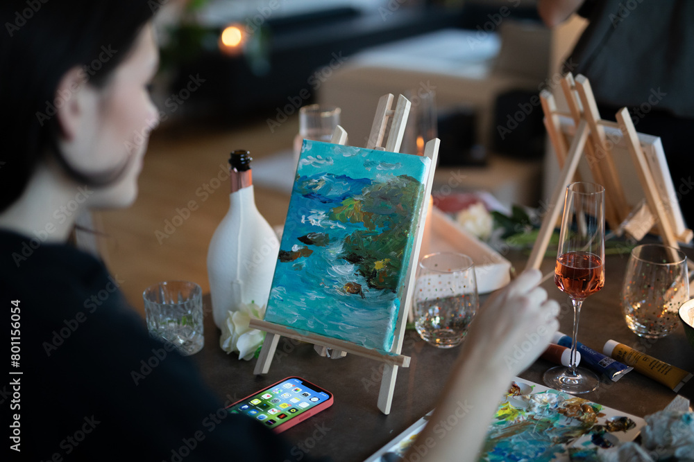 Fototapeta premium artist painting on canvas