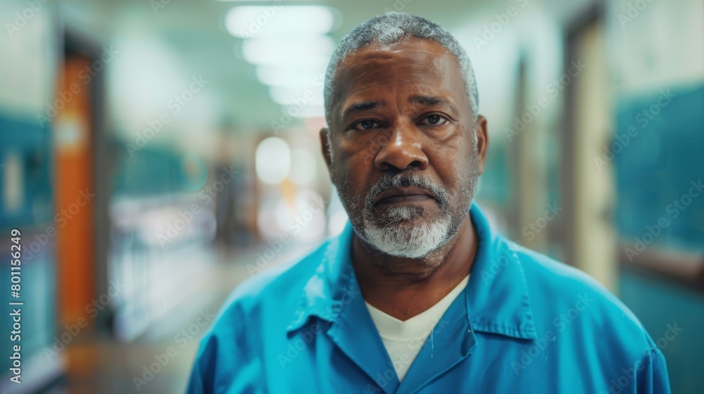 Portrait of a middle aged male janitor in school Portrait of a middle aged male janitor in school