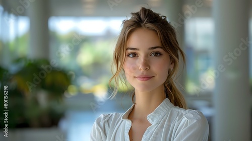 Modern Professional Portrait of Confident Woman in White