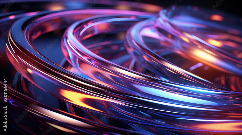 Glossy Twisted Rings with Blue and Red Neon Glow Glossy Twisted Rings with Blue and Red Neon Glow