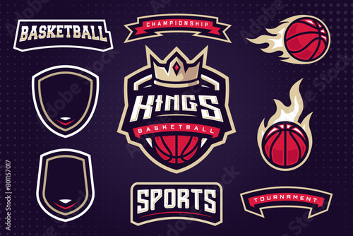 Basketball Sports Club Logo Template Bundle for Tournament or Sports Team