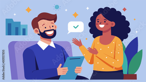 A the smiles warmly at their client as they celebrate the moment of breakthrough in their long journey towards healing and recovery..