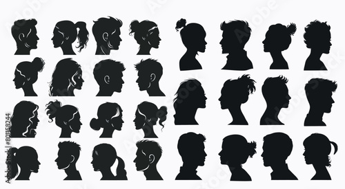 Portrait portrait silhouettes of women and men, anonymous characters.