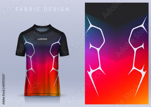 Fabric textile design for Sport t-shirt, Soccer jersey mockup for football club. uniform front view.	