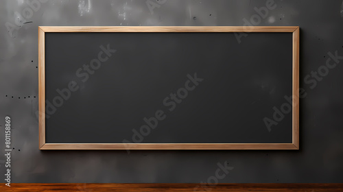 Blank blackboard with wooden frame on dark background