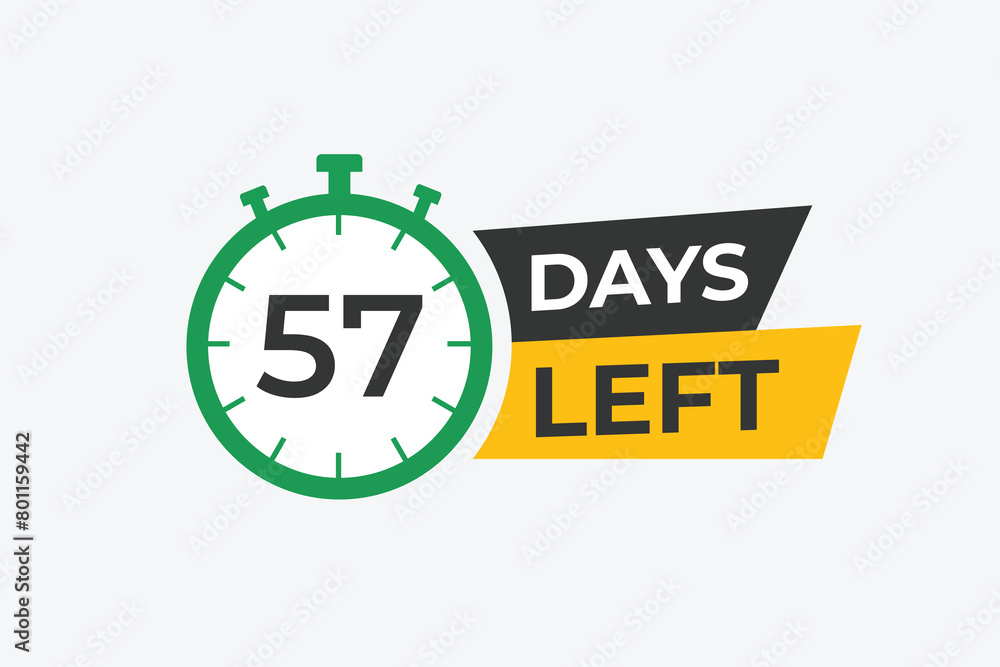 Fototapeta premium 57 days to go countdown template. 57 day Countdown left days banner design. 57 Days left countdown timer