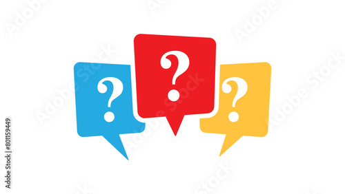 Message box with question mark icon. Speech bubbles assistance concept isolated on transparent background.
