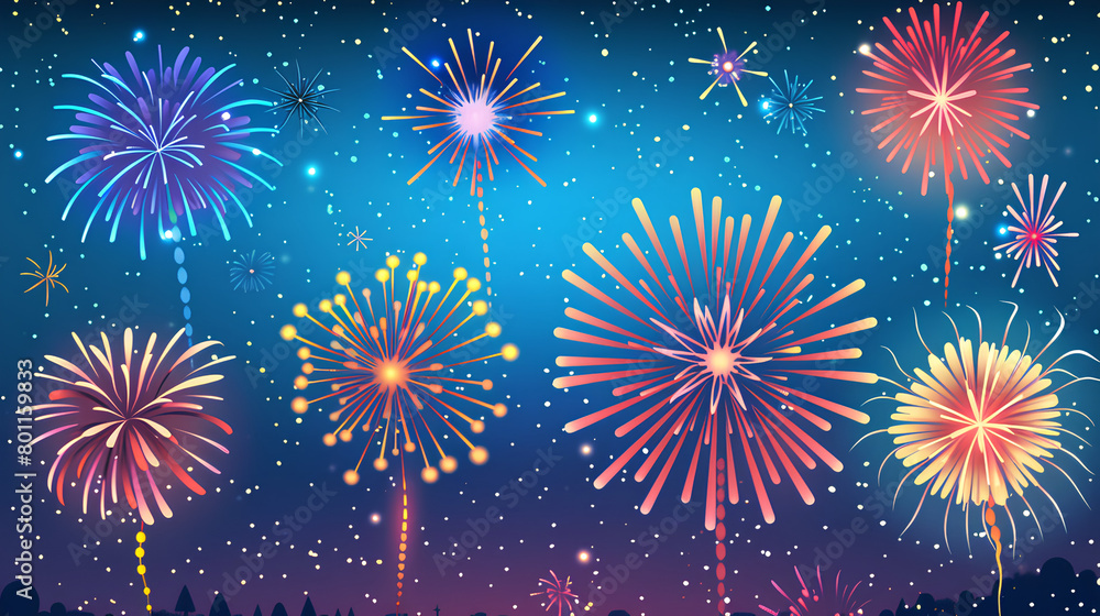 Naklejka premium beautiful fireworks celebration