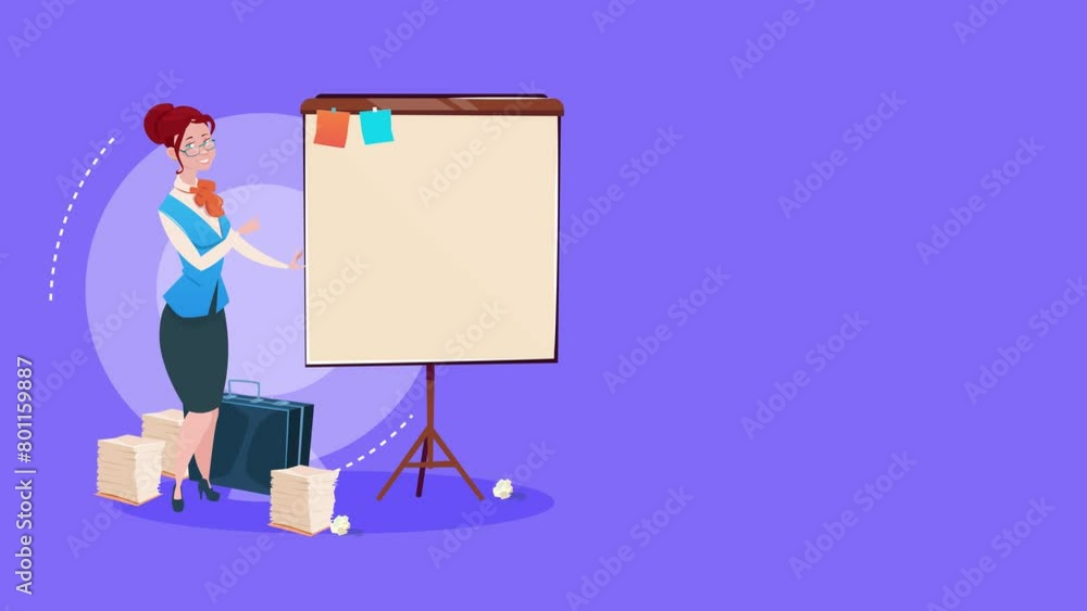 free looping business woman with flip chart seminar animation free looping business woman with flip chart seminar animation