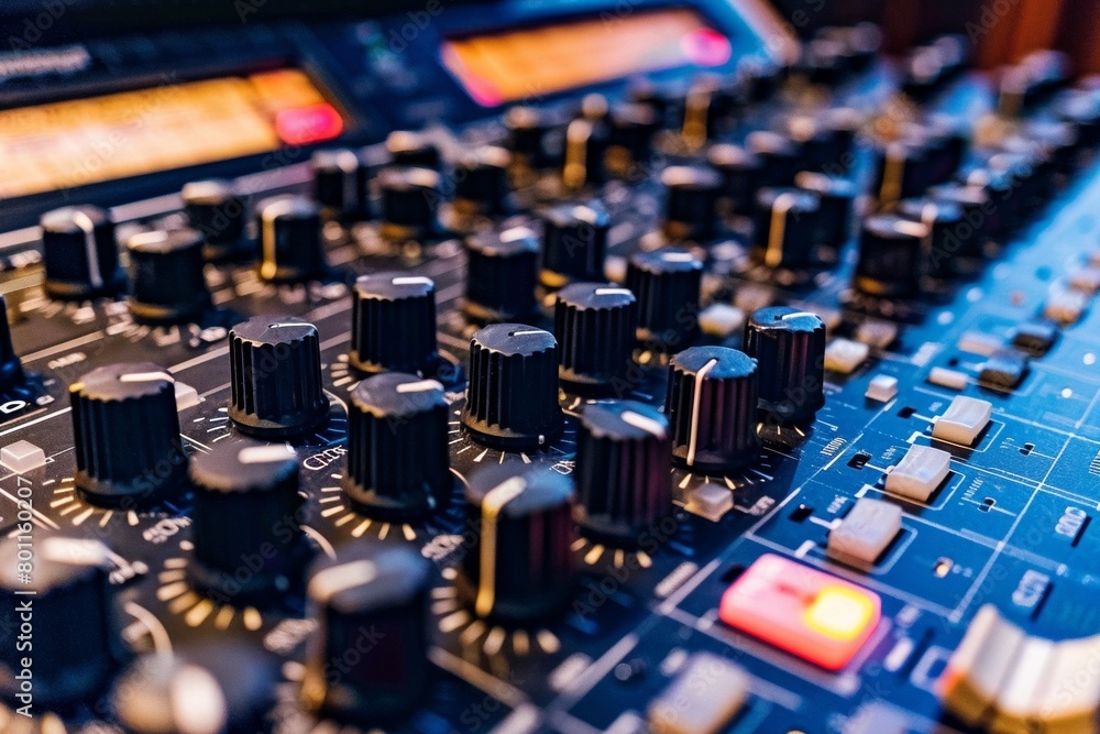 Close-Up of Professional Audio Mixing Console
Close-Up of Professional Audio Mixing Console