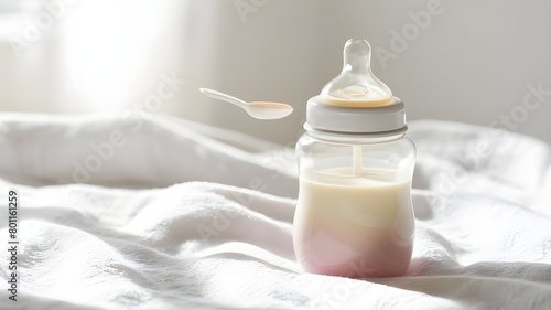 Baby bottle on white background photo