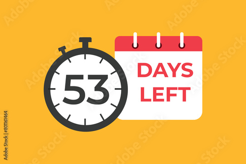 53 days to go countdown template. 53 day Countdown left days banner design. 53 Days left countdown timer