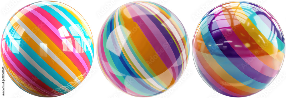 Fototapeta premium set of Inflatable swimming beach volleyball balls, cut out