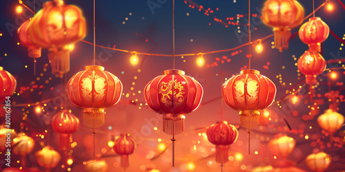 August 15th midautumn festival chinese traditional festival classical hanging lantern illustration.
 photo
