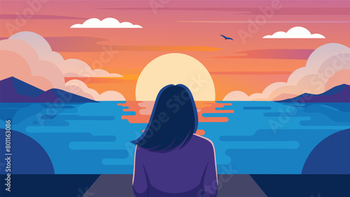 A woman watches the sunrise over the ocean feeling a sense of peace and hope wash over her as she reflects on how far she has come in her journey to.