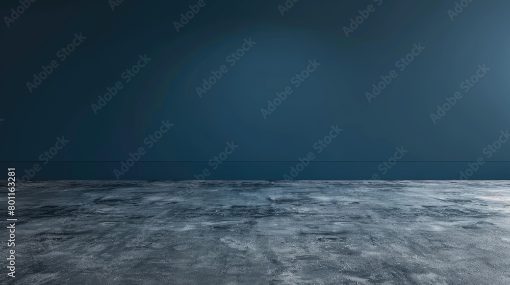 Fototapeta premium Empty room with concrete floor and blue wall.