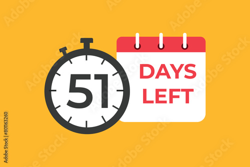 51 days to go countdown template. 51 day Countdown left days banner design. 51 Days left countdown timer
