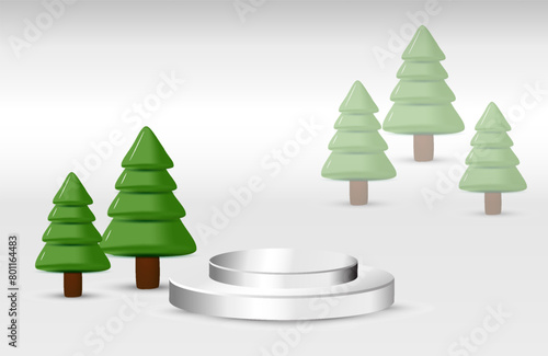 3d Podium Christmas celebration and happy new year. Eps 10 Vector.