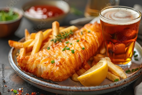 Fish and Chips with Beer A British Tradition photo