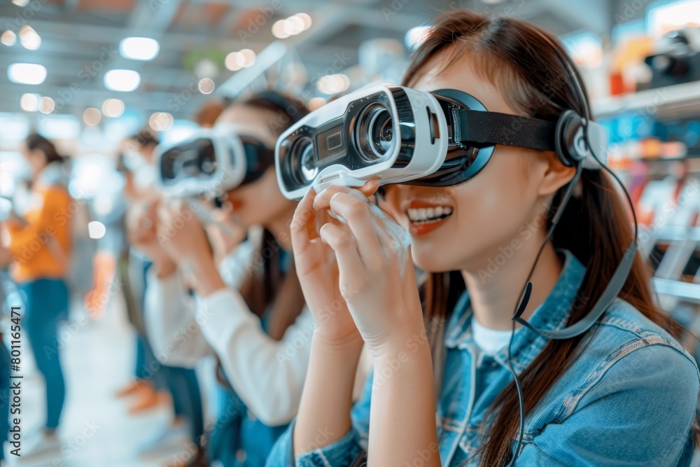 Close up of engineers using ar glasses for collaborative design project in a team setting Close up of engineers using ar glasses for collaborative design project in a team setting