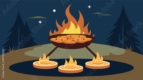 Firecakes for Freedom Experience the early days of America through these simple and satisfying fried cakes cooked over an open fire just like they. Vector illustration