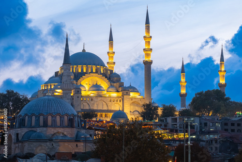 Beautiful view of gorgeous historical Suleymaniye Mosque, Rustem Pasa Mosque