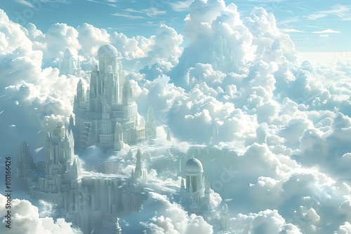 HighAltitude City of Clouds A Futuristic Illusion of Ephemeral Structures in the Sky photo