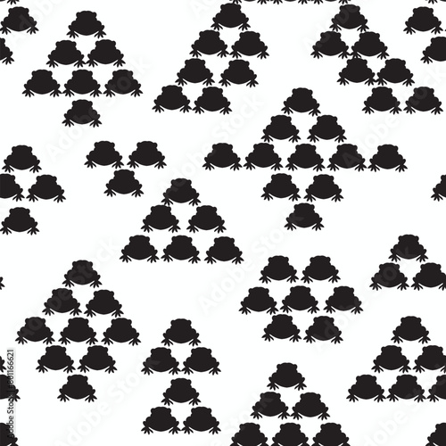 Foto Frogs in black and white pacman silhouettes