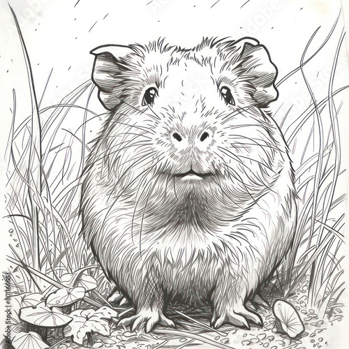 guinea pig drawing Coloring book page photo