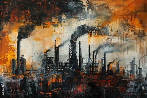 Abstract Industrial Pollution Artwork 