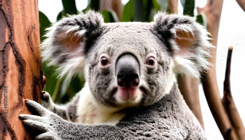 A Koala With Its Fur Patterned Like The Bark Of A