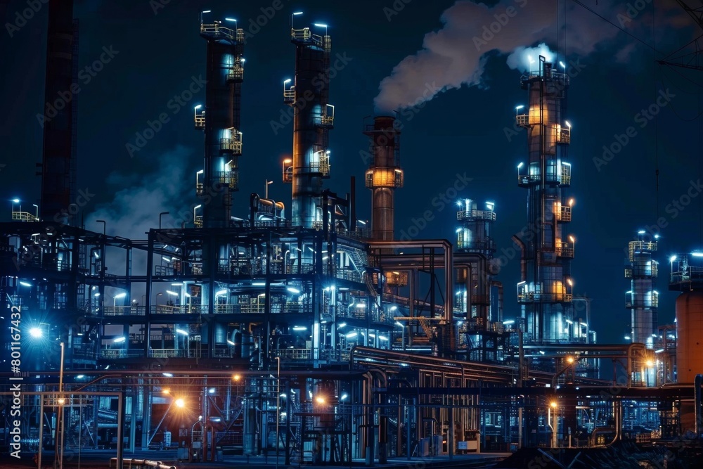 Night View of Illuminated Industrial Plant
Night View of Illuminated Industrial Plant