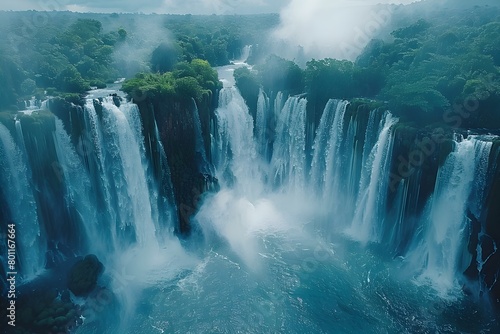 Majestic Iguazu Falls Cascading Across the Argentina and Brazil Border