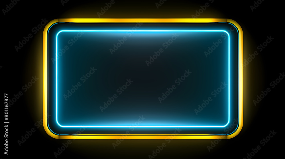 Neon glowing rectangular frame for product display Neon glowing rectangular frame for product display