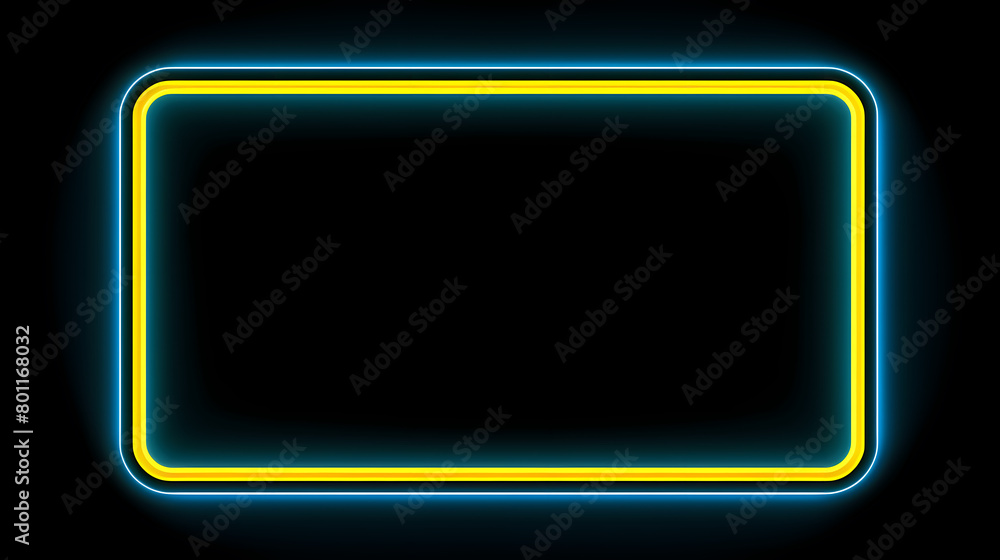 Neon glowing rectangular frame for product display Neon glowing rectangular frame for product display