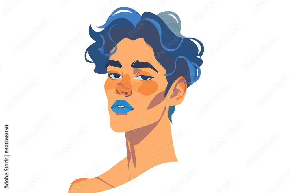 gay man with blue lipstic isolated vector style gay man with blue lipstic isolated vector style
