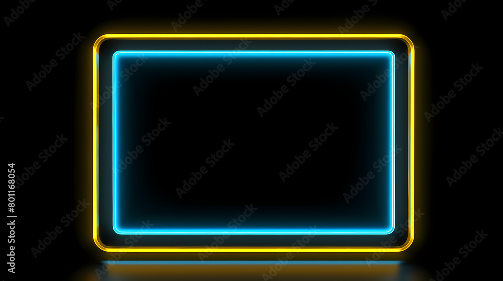 Neon glowing rectangular frame for product display Neon glowing rectangular frame for product display