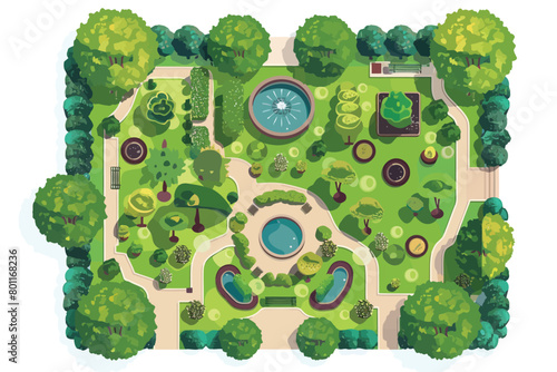 Ornamental city park from above isolated vector style photo