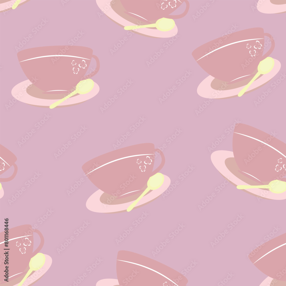 pink seamless pattern with cups 